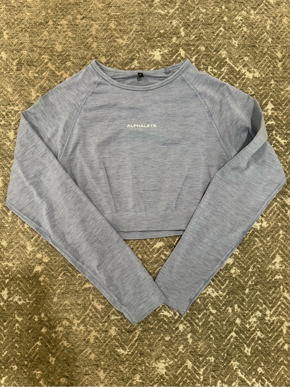 Alphalete Blue Seamless Long Sleeve Cropped Workout Top Size M